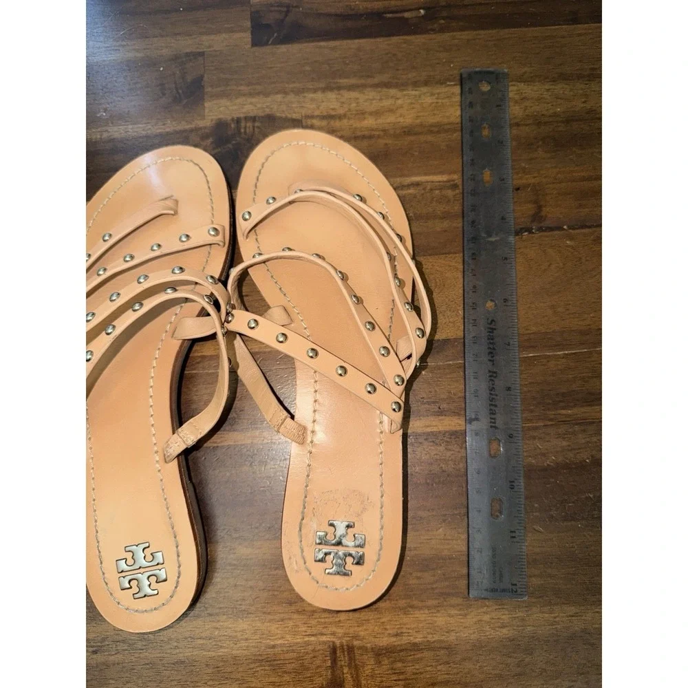 Tory‎ Burch Patos Nude Studded Multi Strap Leather Sandals 8.5